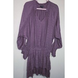 Current Air Smocked Midi Dress Mauve Boho Prairie Romantic Size L